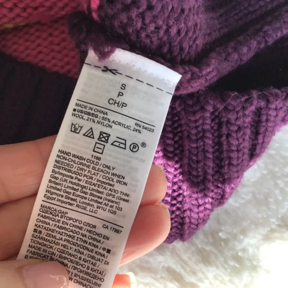 Gap Women Size SM Rainbow Colorblock Wool Crewneck Sweater Multi Stripe Winter - Picture 7 of 9